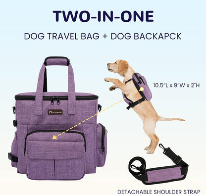 Modoker Dog Travel Organizer Carriers for Supplies & Accessories, Airline Approved Cat Pet Travel