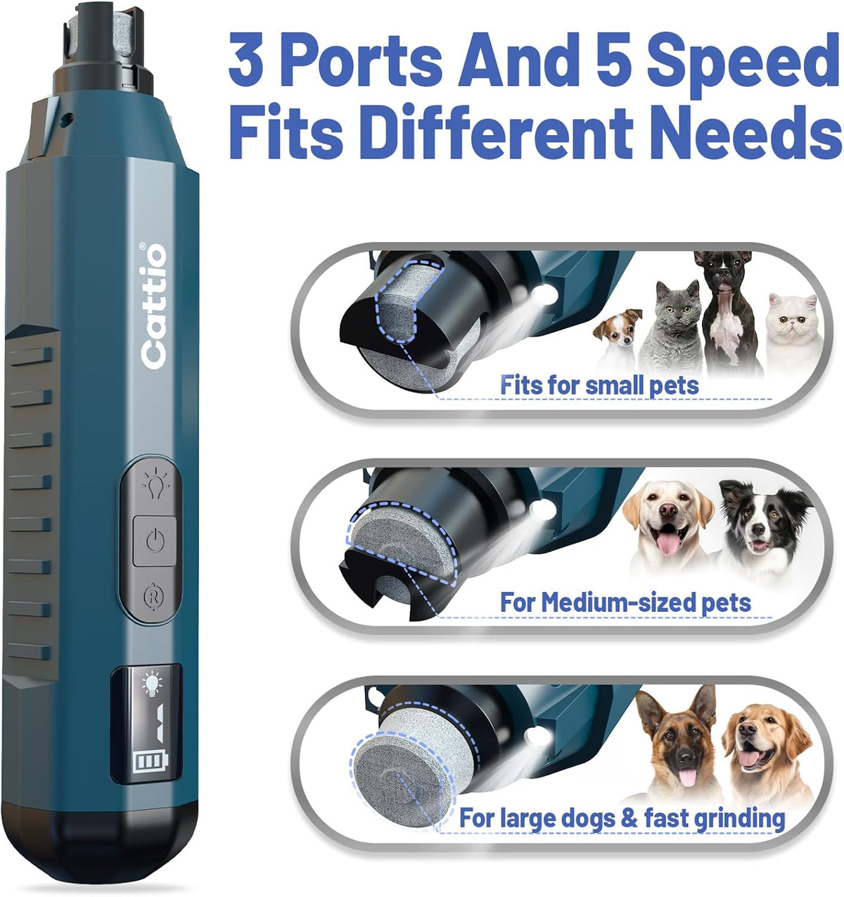 Dog Nail Grinder - Professional Electric Dog Nail Trimmer for Dogs & Cats Quiet Painless Grooming &