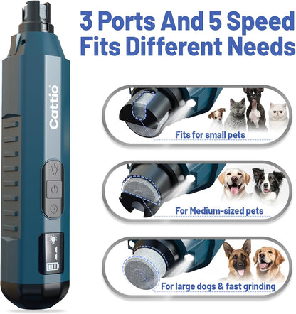 Dog Nail Grinder - Professional Electric Dog Nail Trimmer for Dogs & Cats Quiet Painless Grooming &