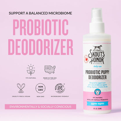 SKOUT'S HONOR Probiotic Deodorizer Spray for Pets- Hydrating Daily-Use with Avocado Oil & Omega-3s