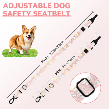 Pawaboo 2Pack Dog Seatbelt for Car, 3-in-1 Dog Car Seat Belt Bungee, Dogs Tether for Cars with