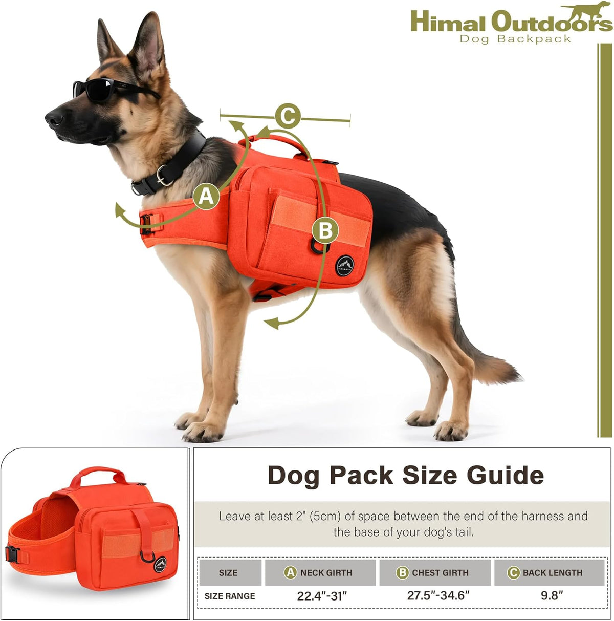 Himal Outdoors Dog Backpack & Saddle Bag, Tactical Hiking Backpack for Large Dogs with Side Pockets
