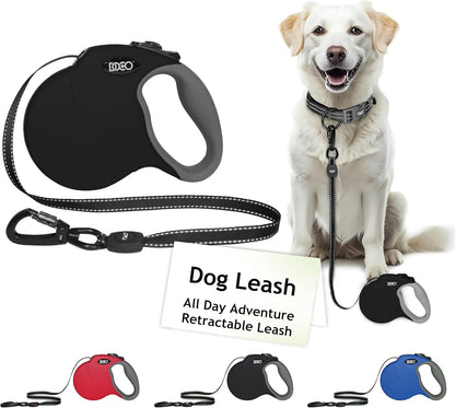 DOCO All Day Adventure Retractable Dog Leash with Stop-and-Lock Control, Reflective Tape, Anti-Slip