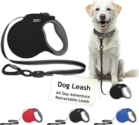 DOCO Retractable Dog Leash for Large Dogs (Length - 16’, Weight - Upto 45lb) Reflective Tape Lead