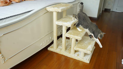 Cowboy Wooden pet Stairs 4-Step pet Ladder cat Dog Easy Stairs with Detachable Carpet for high Bed