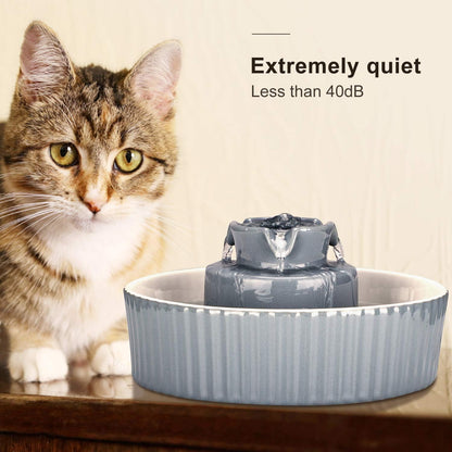 Ceramic Cat Water Fountain, 2.1L/71oz Cupcake Pet Water Fountain for Dog and Cat Indoor, 2 Ultra