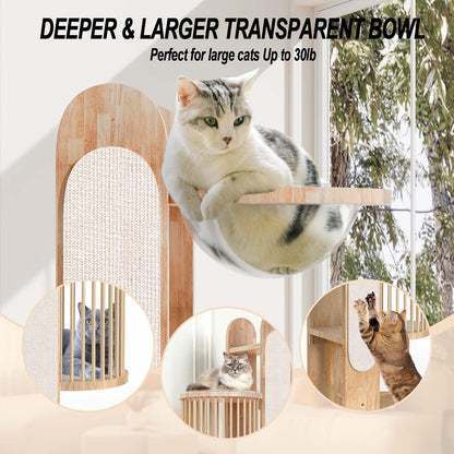 Modern Cat Tree Tower for Indoor Cats, 67" Tall Solid Wooden Cat Tower with Scratching Posts, 6
