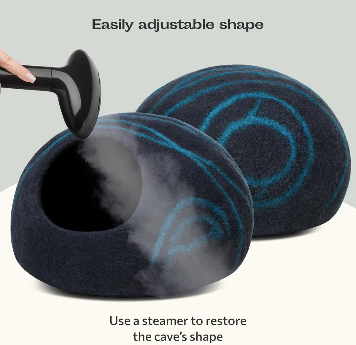 MEOWFIA Cat Cave – Premium Felt Cat Bed for Indoor Cats, Handmade 100% Merino Wool (Medium, Black