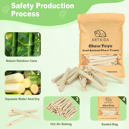 2.7lb Sweet Bamboo Sticks for Rabbits Chew Sticks Toys Guinea Pig Hamster Chinchilla Molar Treats