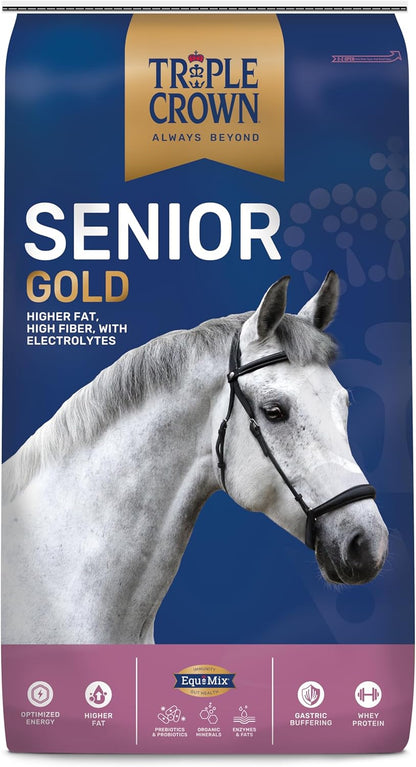 Triple Crown Senior Gold Premium Horse Feed, EquiMix Superior Nutrition, Textured Equine Senior