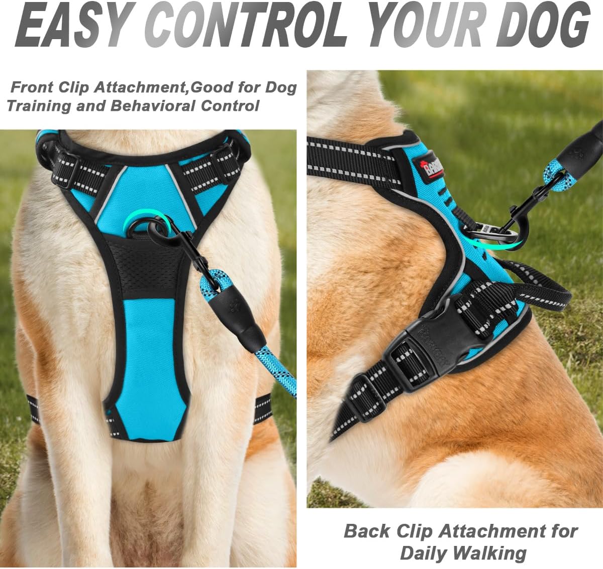 BARKBAY No Pull Dog Harness Front Clip Heavy Duty Reflective Easy Control Handle for Large Dog