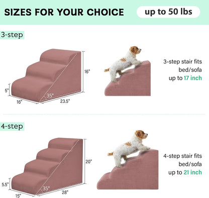 Dog Steps for Small Dogs, 4-Step Pet Ramp Stairs for High Beds and Sofa, Non-Slip Pet Stairs for