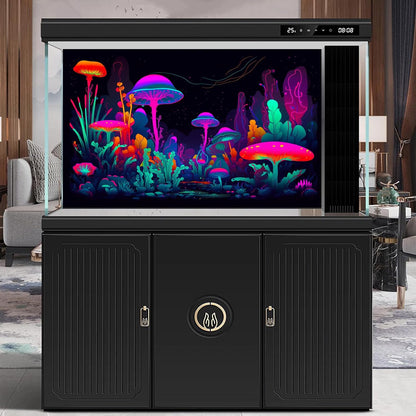 Mushrooms Aquarium Background Mushrooms in Dark Forest with Bright Colors Terrarium Background