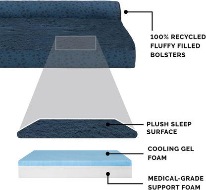 Furhaven Cooling Gel Dog Bed for Medium/Small Dogs w/ Removable Bolsters & Washable Cover, For Dogs