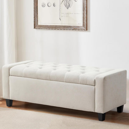 Ottoman with Storage, 48.8" Fabric Storage Ottoman Bench with Hinge, Bedroom Bench, Upholstered