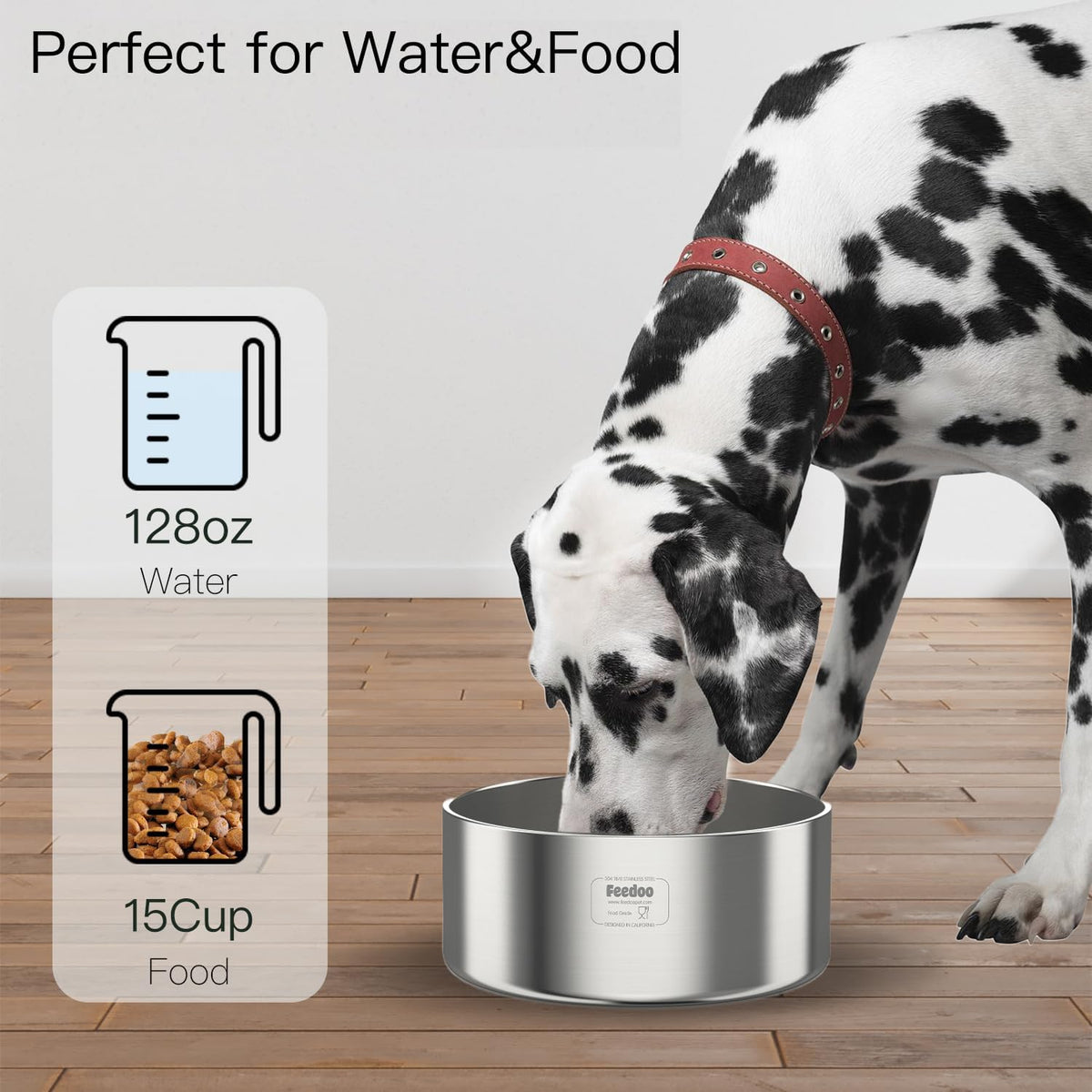 1Gallon Double Layer 304 Stainless Steel Dog Bowl - Insulated & Durable | Non-Slip Base | Easy to