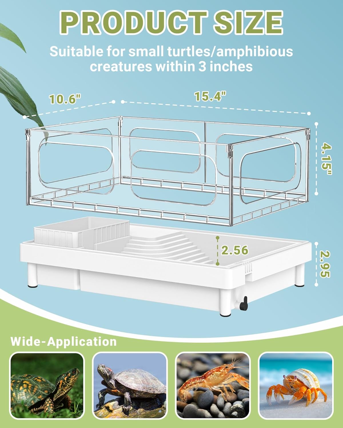 GOZILLA Small Turtle Tank, Acrylic Turtle Tank Starter Kit, Reptile Habitat and Terrarium with