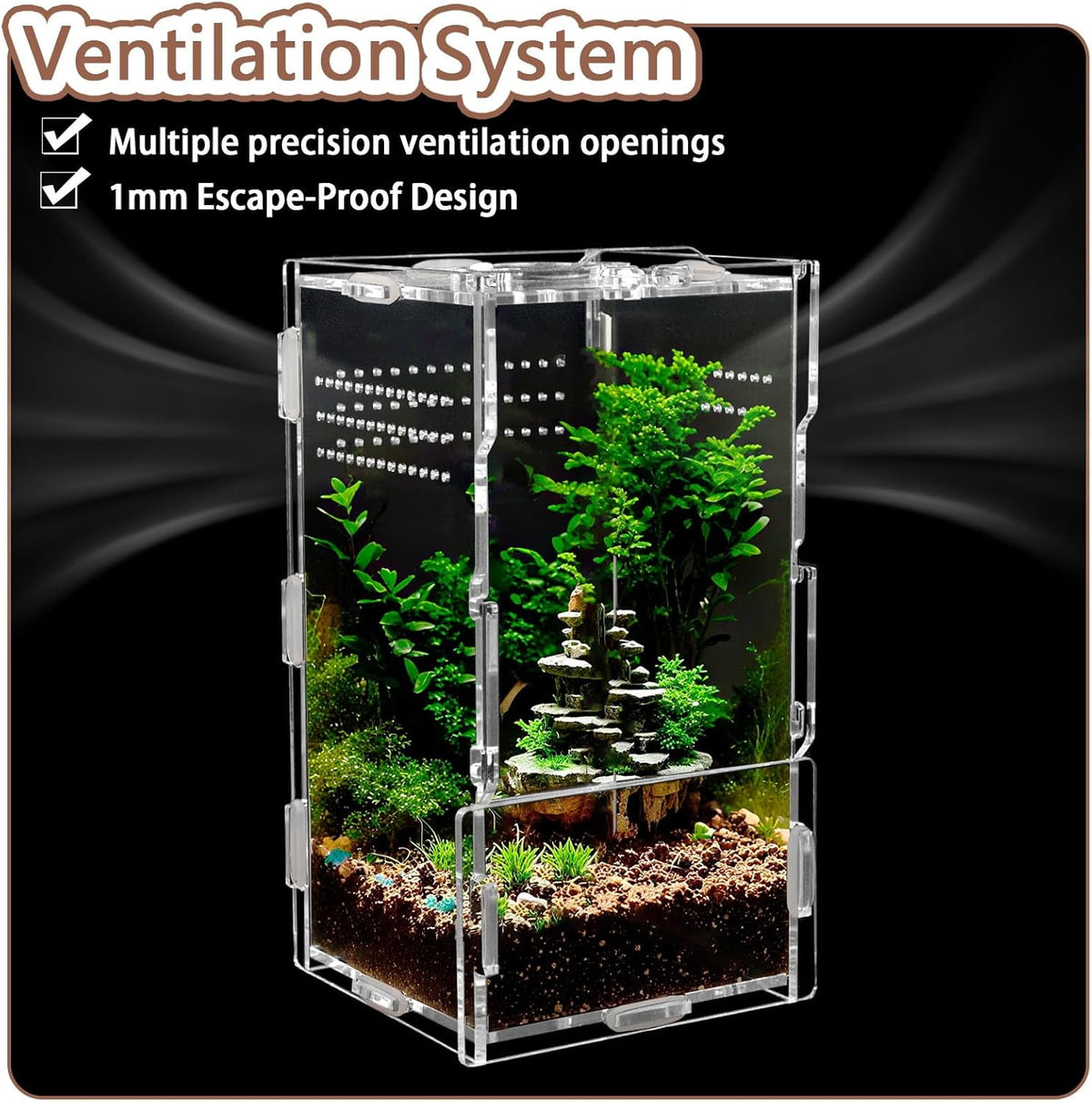 8x4x4in Vertical Acrylic Jumping Spider Enclosure – Arboreal Tarantula & Reptile Terrarium for