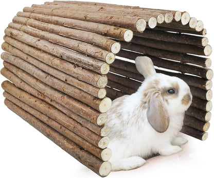 kathson Rabbit Wooden Bridge(20.0 x 11.8 inches),Guinea Pig Wood Tunnel Large Bunny Ladders Small