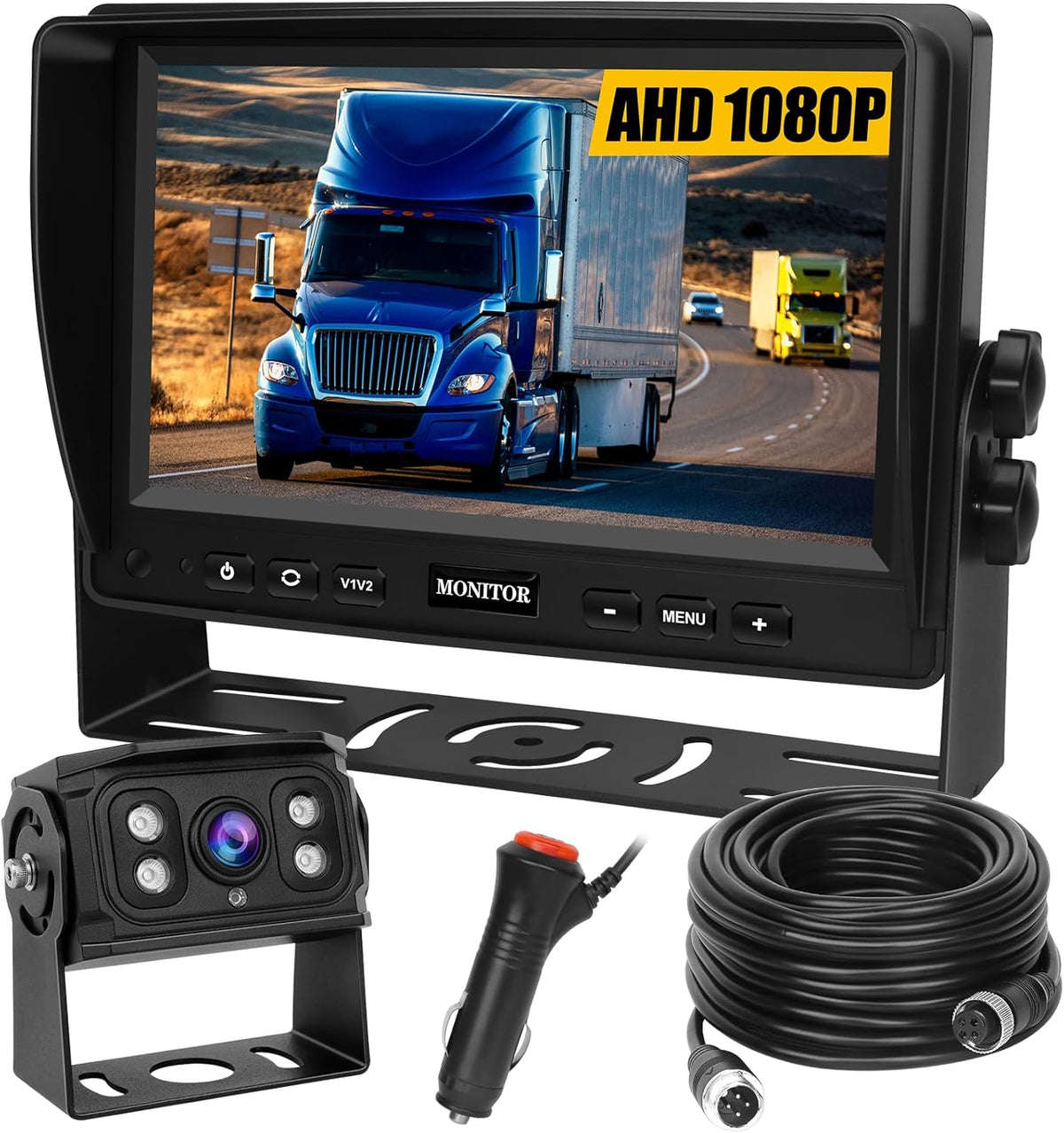 Backup Camera for Truck RV,Back up Camera with Screen Kit HD 1080P 7inch Reverse Monitor,Rear View