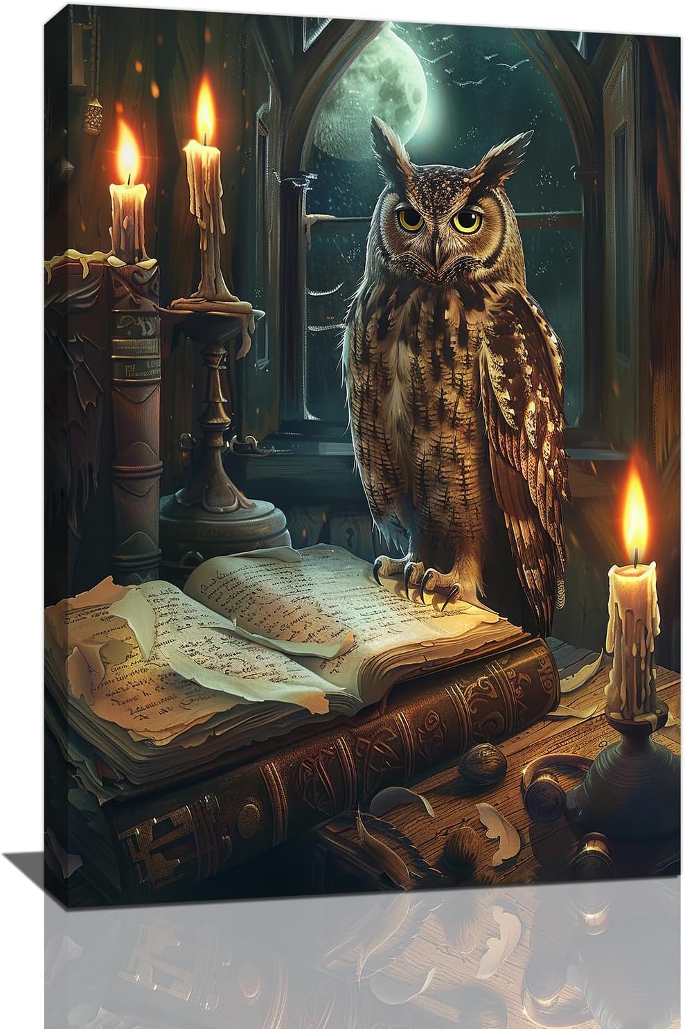 Owl Book Wall Art Vintage Canvas Wall Decor Prints Framed Painting Owls Pictures Gifts Artwork for