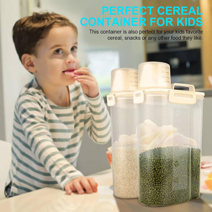 Rice Airtight Dry Food Storage Containers, BPA Free Plastic Storage Bin Dispenser with Pourable