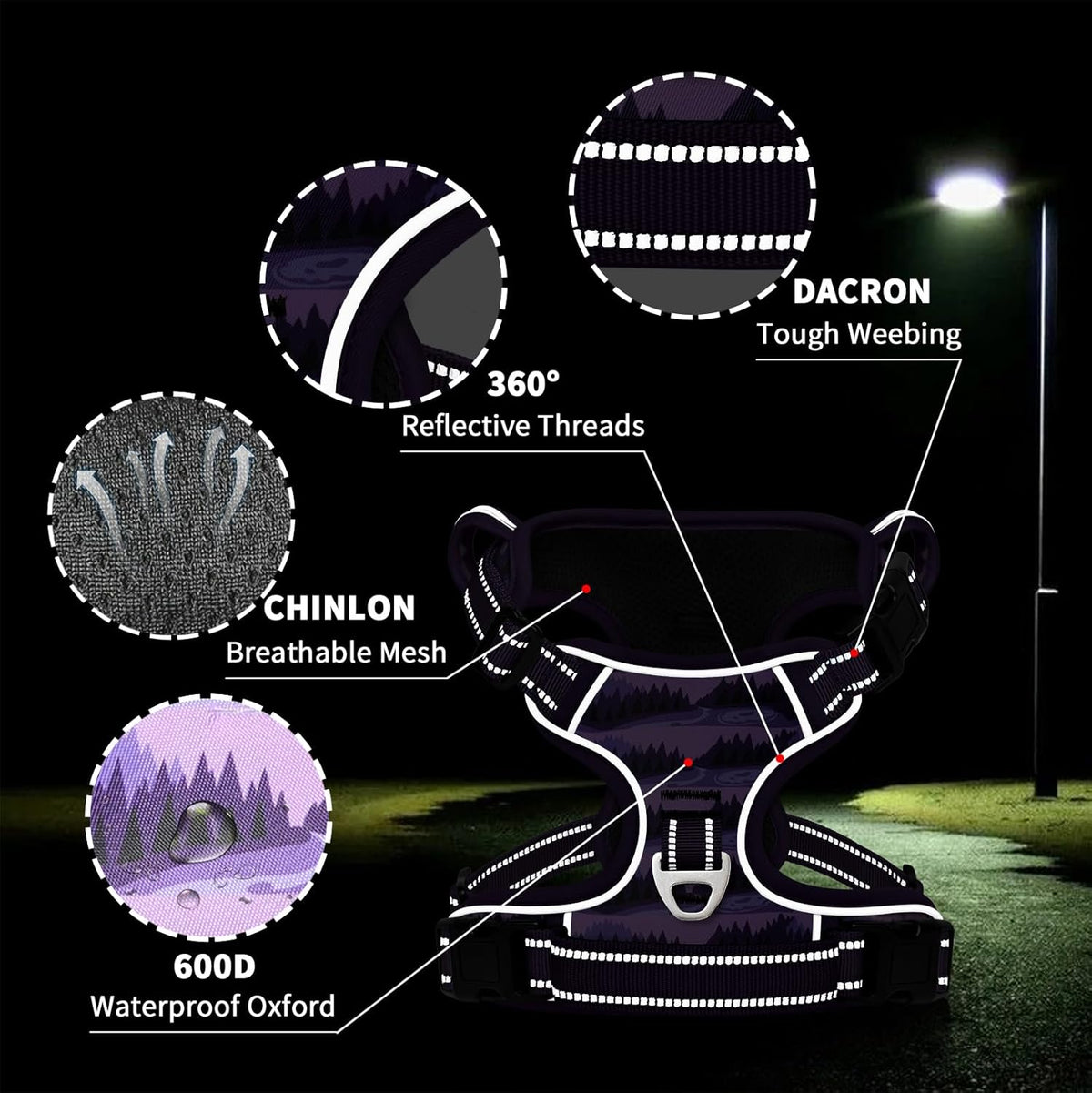 Timos Dog Harness,No-Pull Pet Harness Adjustable Soft Padded Dog Vest,Reflective No-Choke Pet