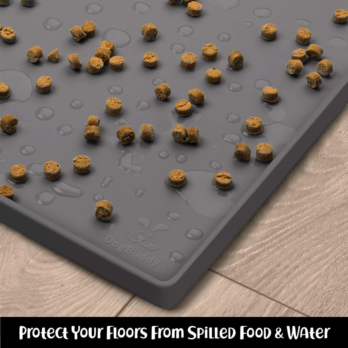DogBuddy Dog Food Mat – Waterproof Dog Bowl Mat for Food and Water, Silicone Pet Feeding Mats For
