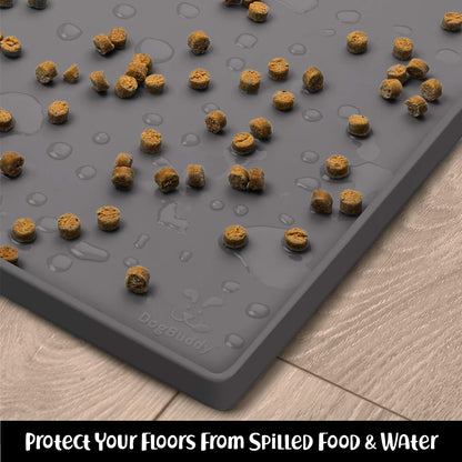 DogBuddy Dog Food Mat – Waterproof Dog Bowl Mat for Food and Water, Silicone Pet Feeding Mats for