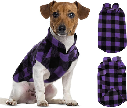 ASENKU Dog Sweater - Plaid Fleece Vest, Soft Comfortable Pet Pajamas, Warm Winter Shirt, Cold