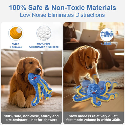 Interactive Dog Toys Octopus,Durable Automatic Jumping Dog Toy to Keep Them Busy,Squeaky Moving Tug