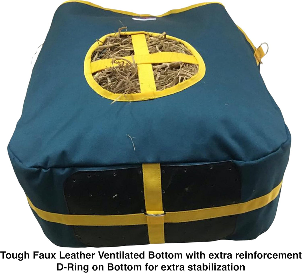 Majestic Ally Nylon Hay Feeder Tote Bag for Horse, Goat, Sheep - Double Sides Open Feed Hole with