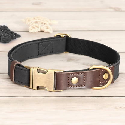 Didog Soft PU Leather Dog Collar for Large Dogs,Classic Adjustable Dog Collars with Quick Release