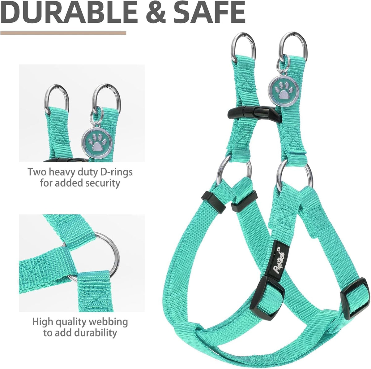 PUPTECK No Pull Dog Harness Soft Adjustable Basic Nylon Step in Puppy Vest Outdoor Walking with ID