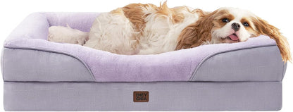 EHEYCIGA Memory Foam Dog Bed for Large Sized, Orthopedic Dog Sofa with Sides and Waterproof Liner