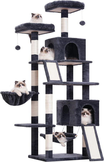 Cat Tree for Indoor Cats, 71'' (180cm) Multi-Level Cat Tower for Large Adult, Sturdy Cat Tree House