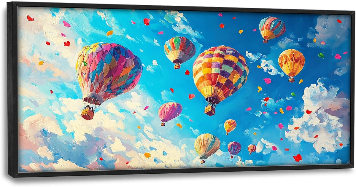 Hot Air Balloon Large Wall Art for Living Room, Framed Oversized Hot Air Balloon Wall Decor