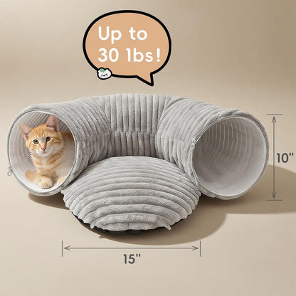 Cat Tunnel Bed for Indoor Cats, Peekaboo Cat Cave Bed,Soft Cat Donut Tunnel for Kitten Large Cats