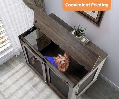 LINLUX 40 Inch Dog Crate Furniture, Wooden Heavy Duty Dog Kennel Indoor, Decorative Dog Cage Table
