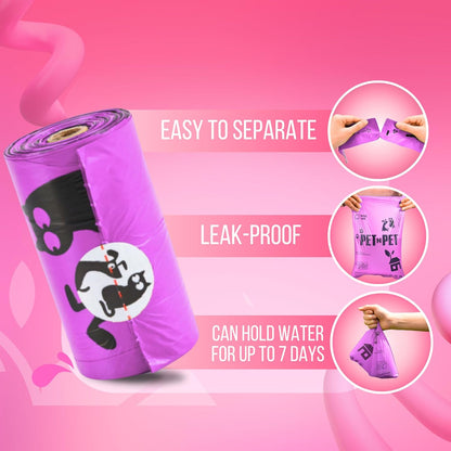 Pet N Pet Poop Bags for Dogs, 288 Counts Lavender Scented Dog Poop Bags Rolls with Leash Dispenser
