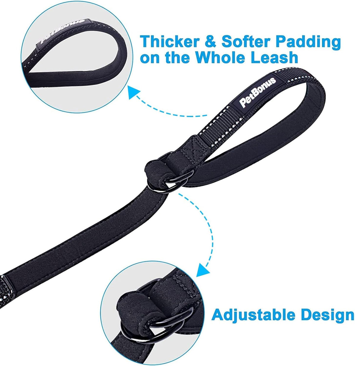 PetBonus 2 Packs Short Dog Leash, Safety Wrist Strap for Retractable Dog Leash, Reflective Design