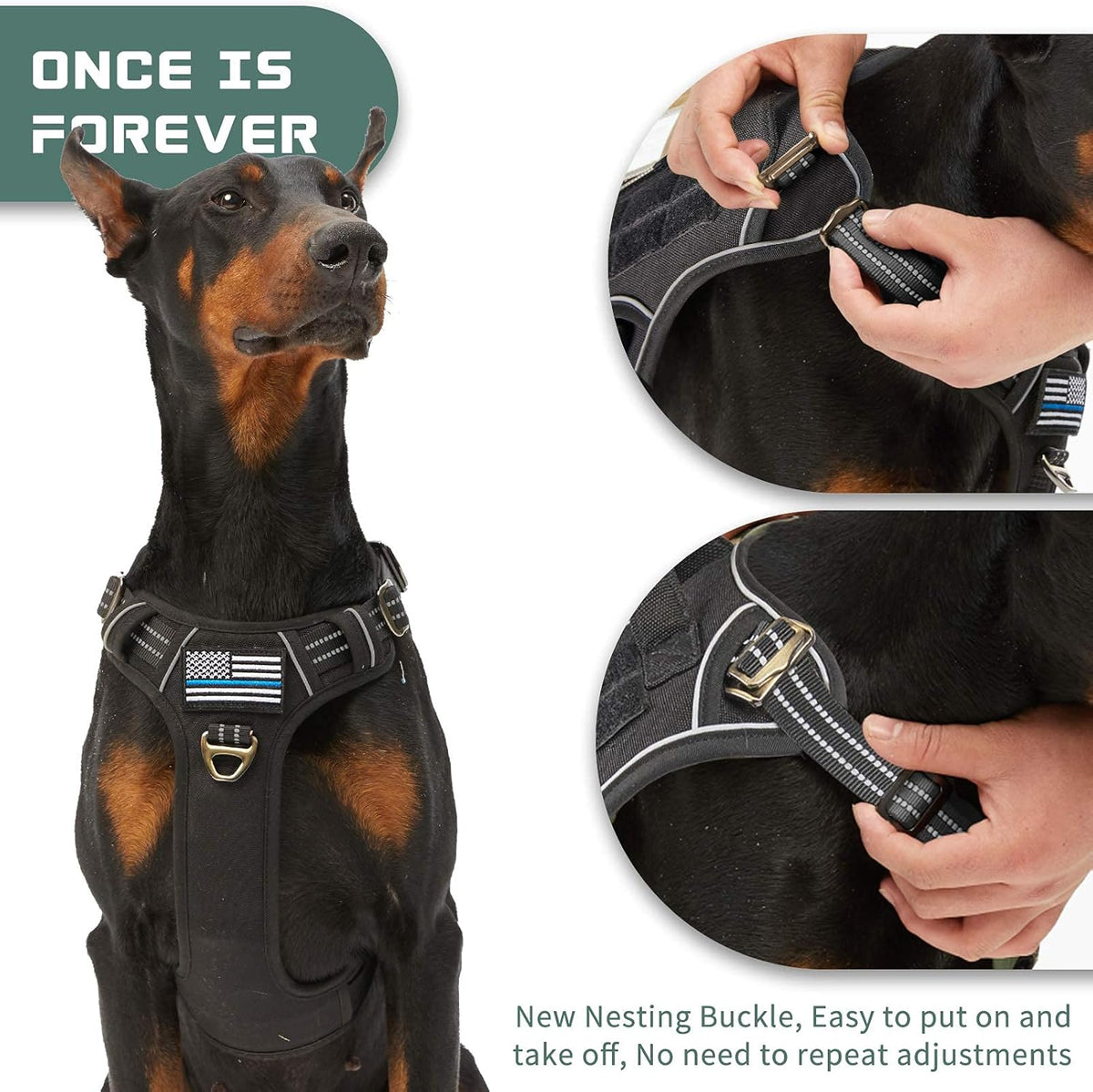 BUMBIN Tactical Dog Harness for Large Dogs No Pull, Famous TIK Tok No Pull Dog Harness, Fit Smart