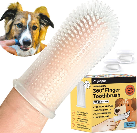 Jasper Dog Toothbrush, 360º Dog Tooth Brushing Kit, Cat Toothbrush, Dog Teeth Cleaning, Dog Finger
