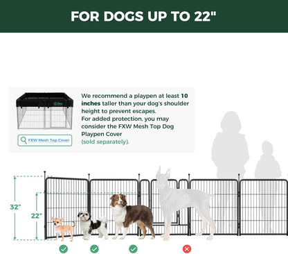 FXW Rollick Unleashed Dog Playpen for Indoor, Yard, RV Camping, 32 inch 48 Panels for Small and