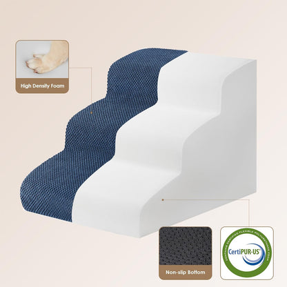 EHEYCIGA Curved Dog Stairs Ramp for Small Dogs 15.7" H, 3-Step Dog Steps for Couch Sofa and Chair
