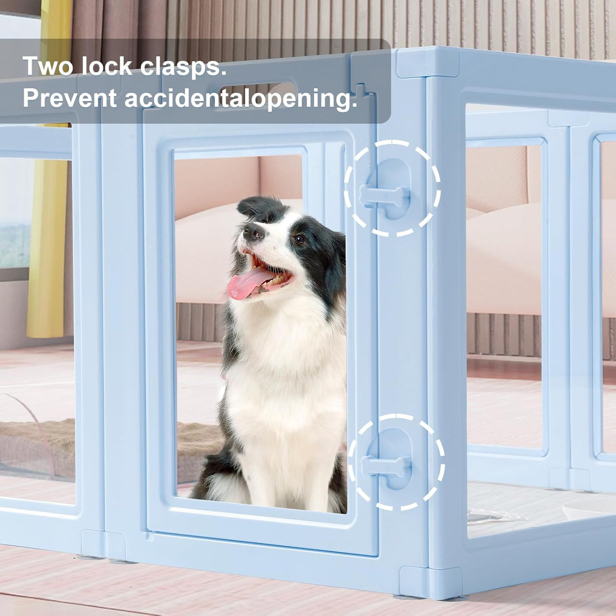 DIY Clear Acrylic Dog Playpen House,Quick Easy Assembly and Disassembly,Strong Floor Suction,Indoor