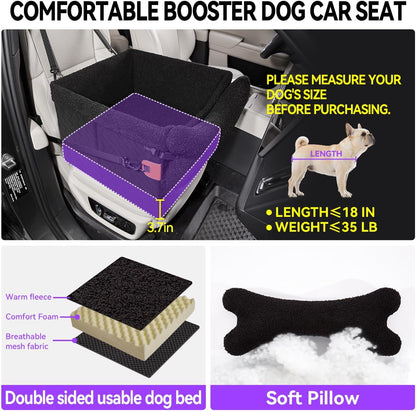 Dog Car Seats for Small Medium Dogs,PU Leather Car Seat Boosters,Foldable Puppy Cat Carseats