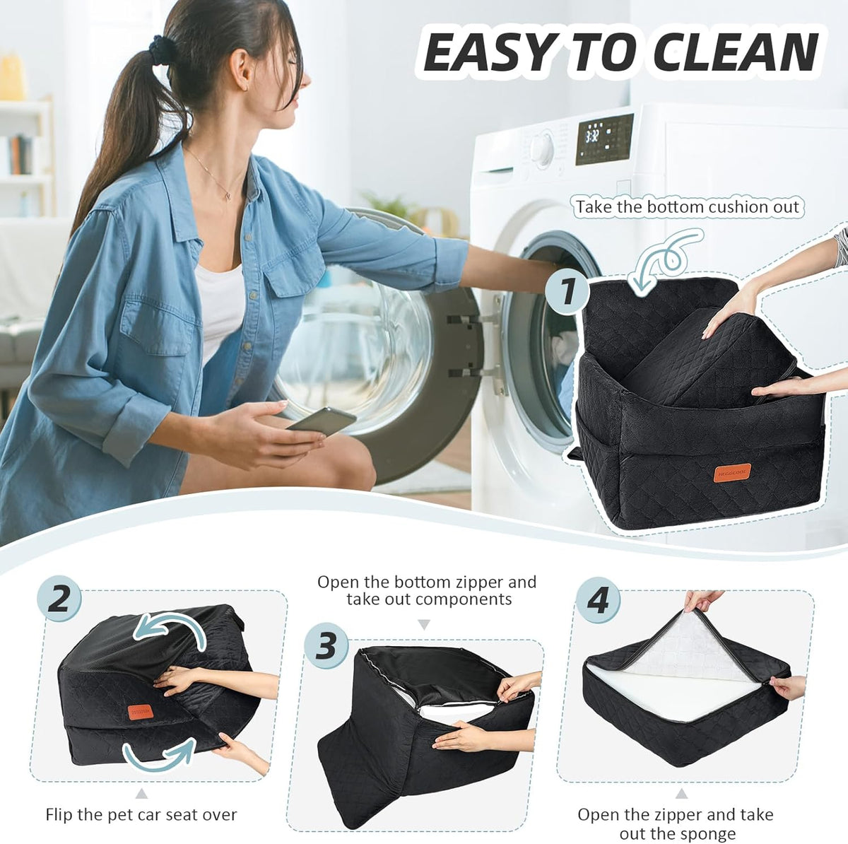 Small Dog Car Seat, Memory Foam Dog Booster Car Seats with Thick Cushion for Medium Dogs Under
