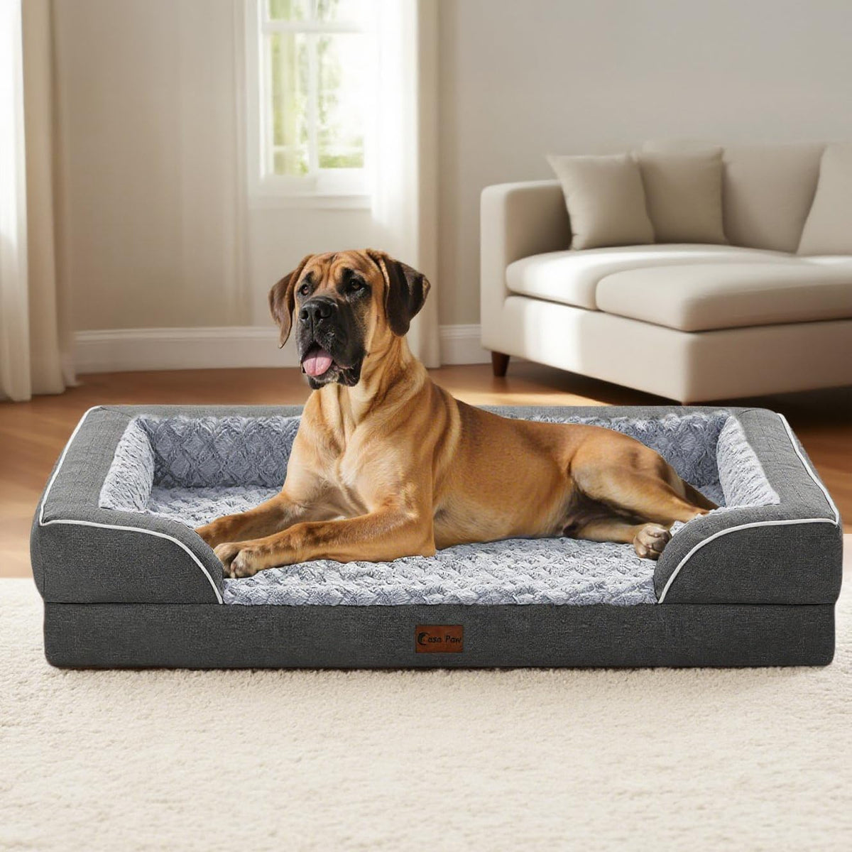 Orthopedic XXL Dog Bed for Extra Large Dogs, Waterproof Memory Foam Dog Beds with Sides, Egg-Crate