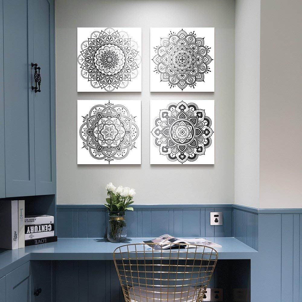 Black and white art Decorative pattern Canvas Wall Art for Living Room Bedroom wall decor Bathroom